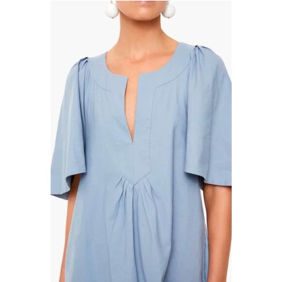 Tuckernuck Finley Dress Size Medium Slate Blue Flutter Sleeve Pomander Place - Picture 2 of 11